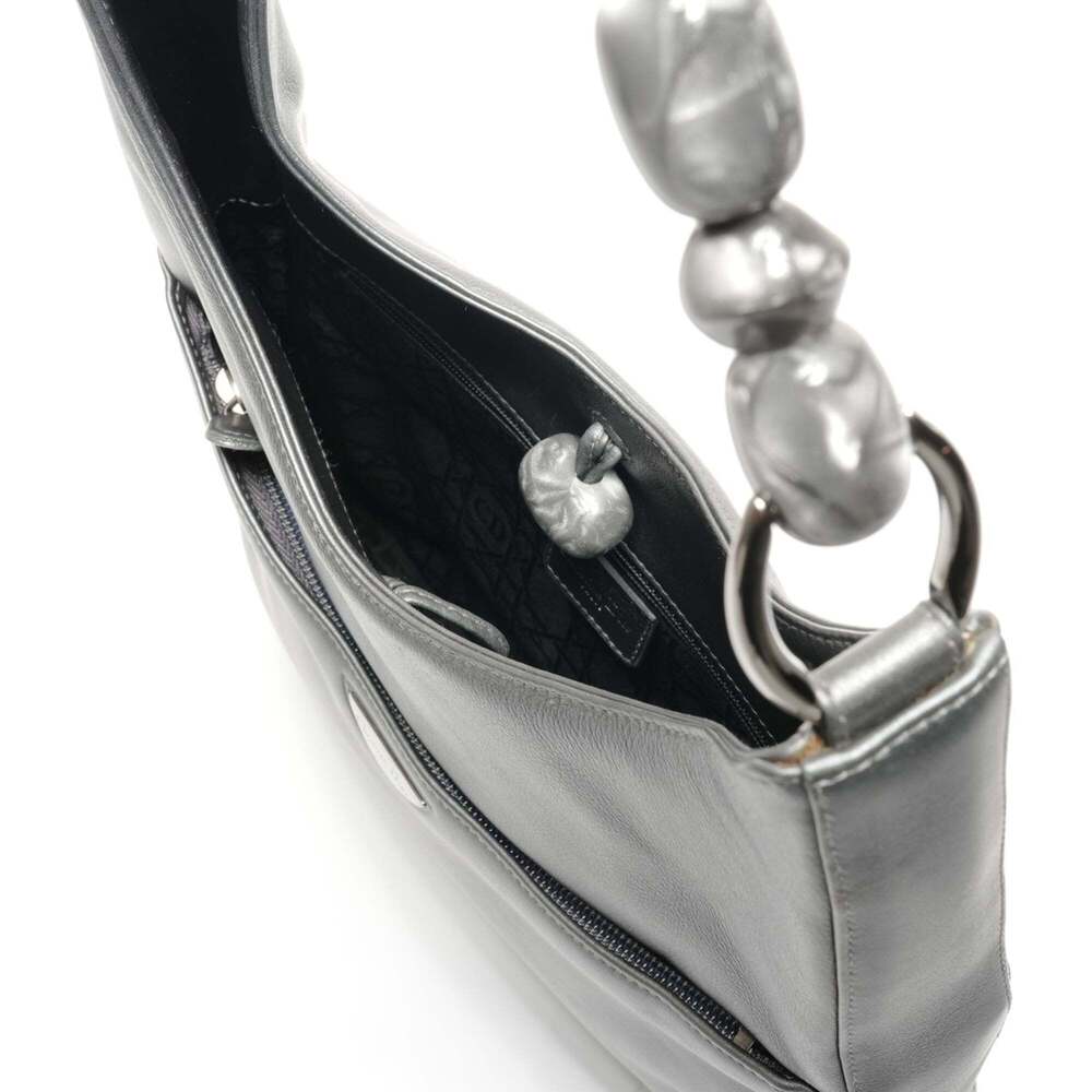 CHRISTIAN DIOR Gray Pearl Leather Shoulder Bag - Picture 11 of 12